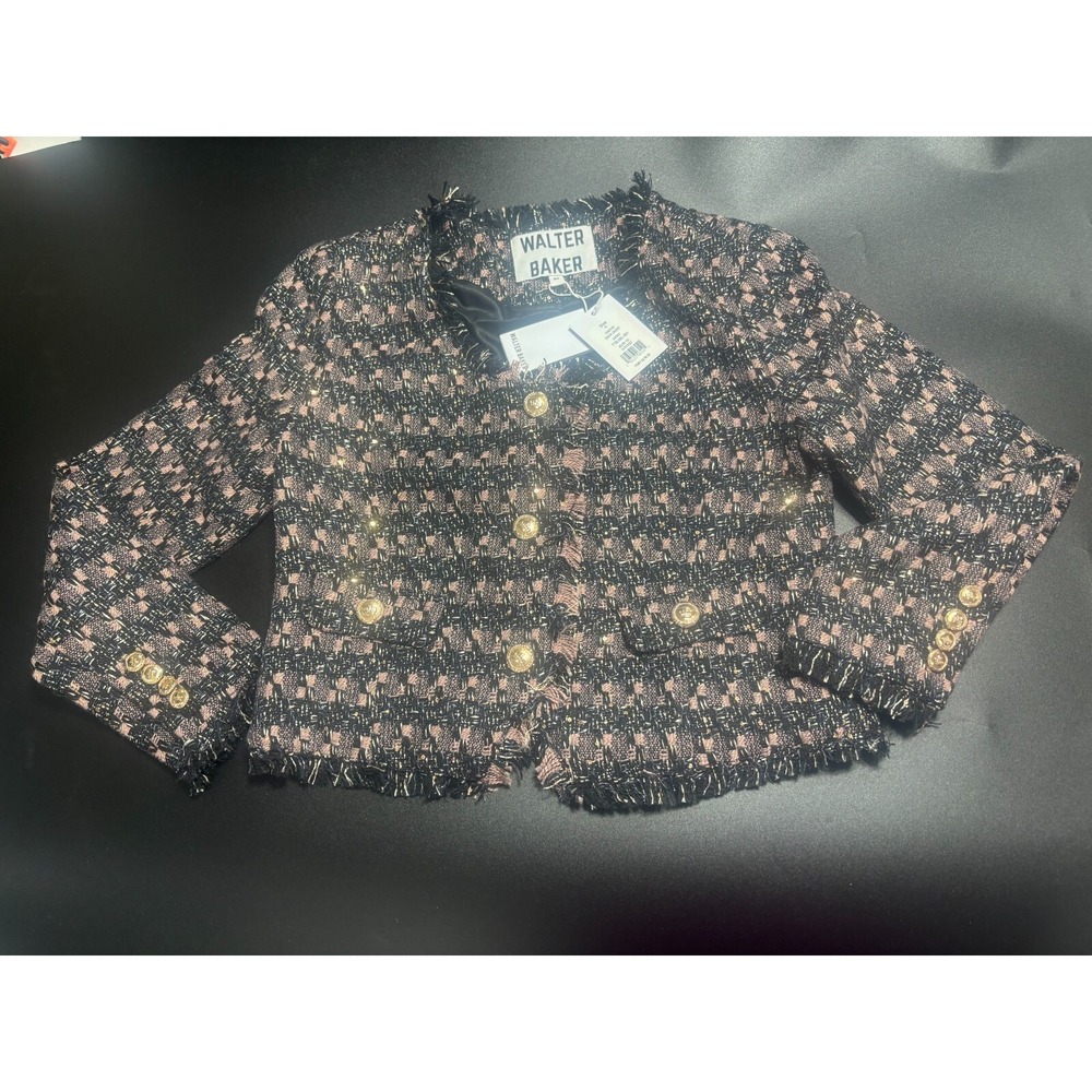 Walter Baker Inaya Jacket Womens Medium Tribeca Tweed Black Blush Tailored‎ Fit